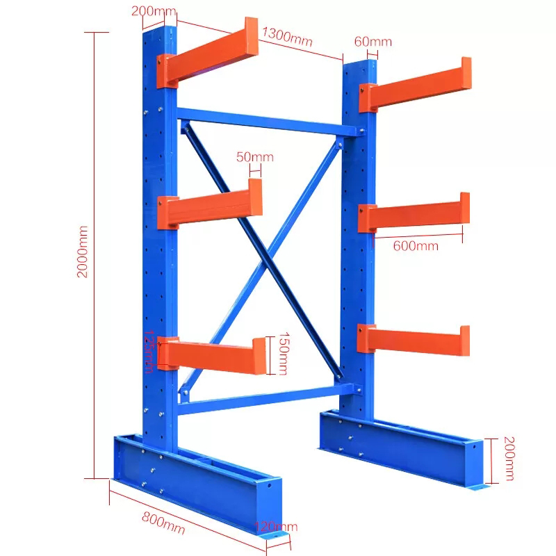 ဂိုဒေါင်သိုလှောင်ပစ္စည်းအတွက် သတ္တု Cantilever Rack 2000mm အမြင့် (2) ခု