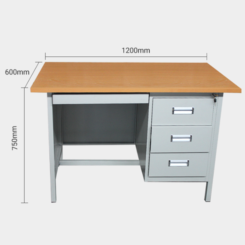 Enostavna in snemljiva jeklena pisarniška miza s 3 predali, računalniška večnamenska miza (2)